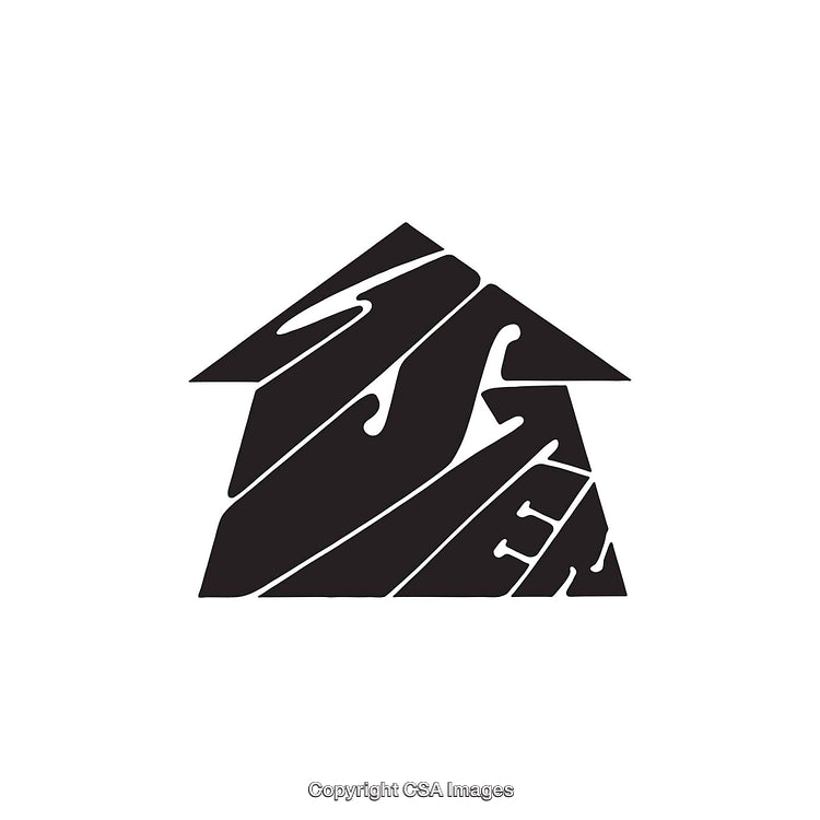 Abstract Black and White House-Shaped Logo Design Illustration