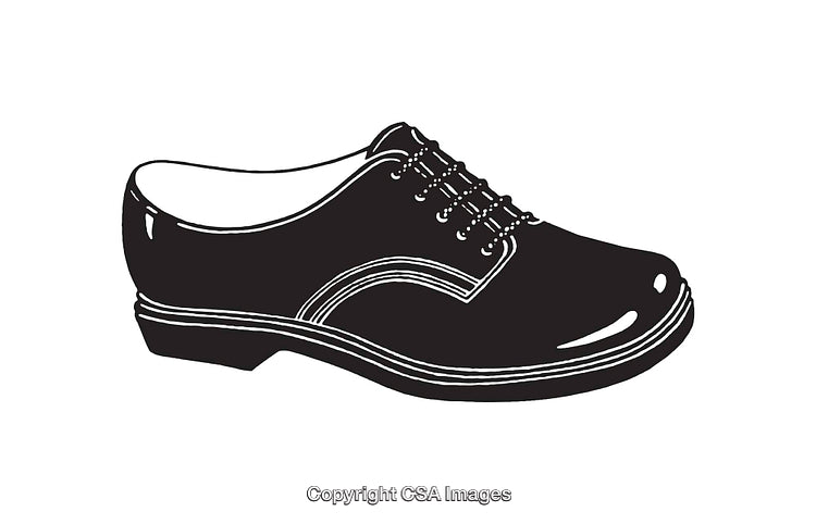 Black And White Line Art Illustration of a Classic Leather Shoe