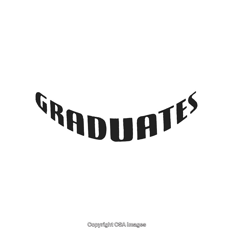 Text Depicting Graduates in an Arched Arrangement on White Background