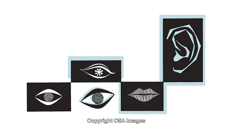 Abstract Illustration Representing Eyes, Ear, and Mouth in Artistic Format