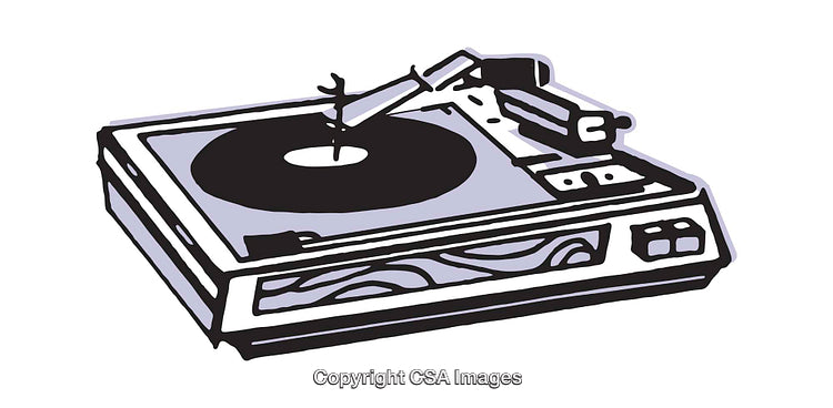 Retro Vinyl Record Player Illustration in Classic Artistic Style
