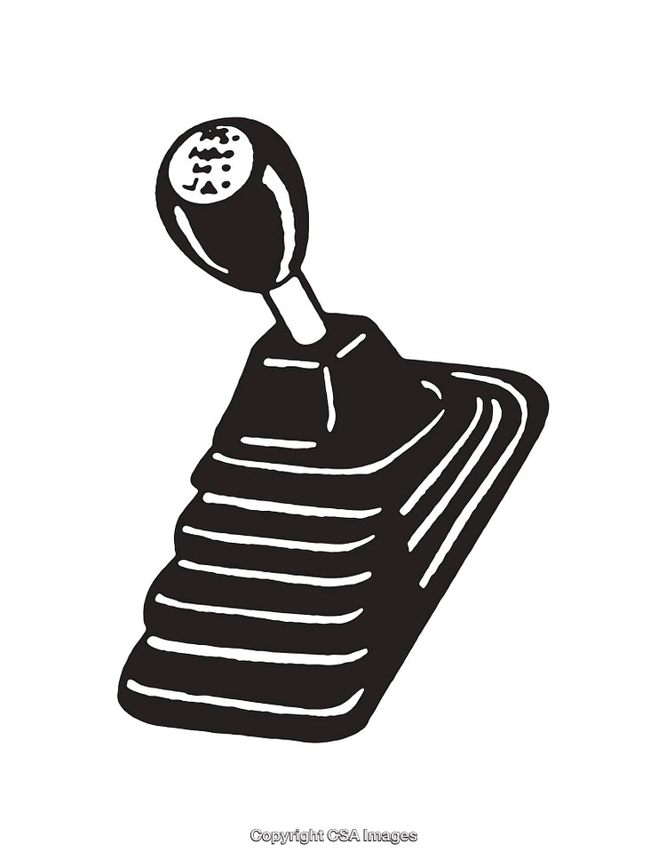 Black and White Line Art of a Manual Gear Shift Lever