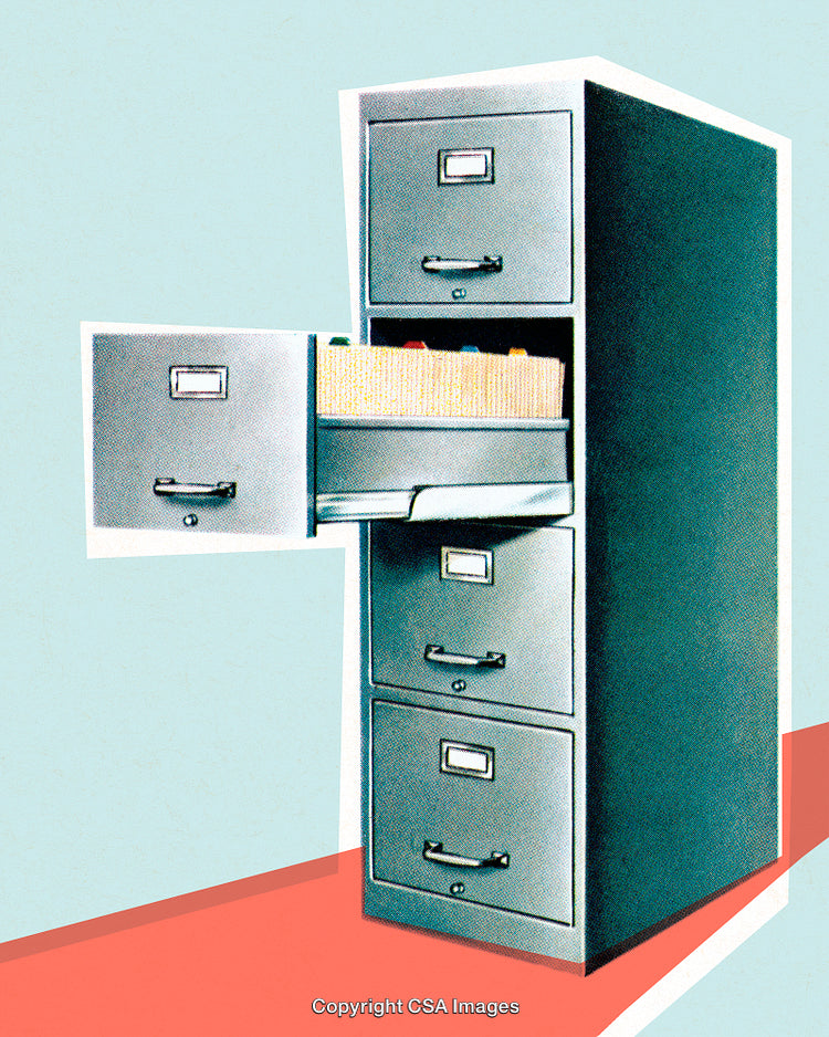 Retro Steel Filing Cabinet With Extended Drawer in Vintage Style Setting