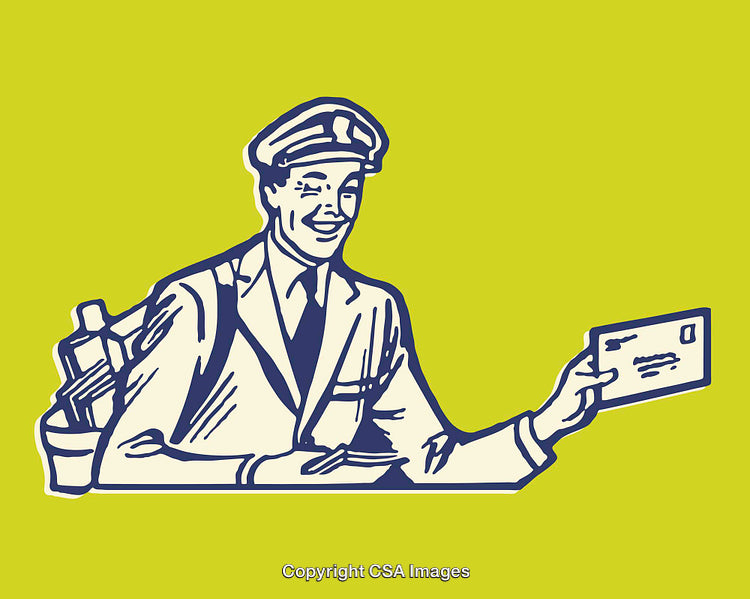 Retro Styled Mailman Illustration Delivering Letter With Bright Background