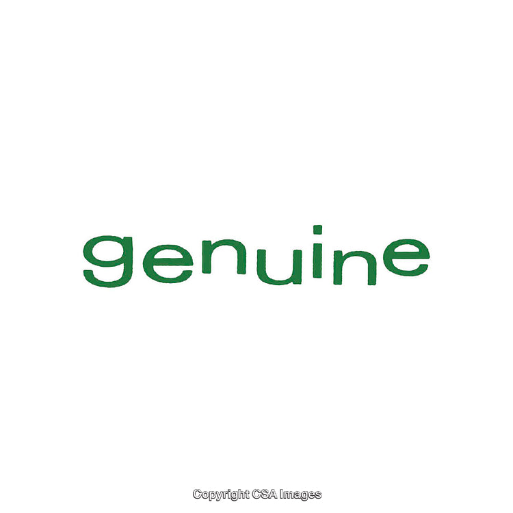 Minimalist Typography Featuring the Word 'Genuine' in Green on White Background