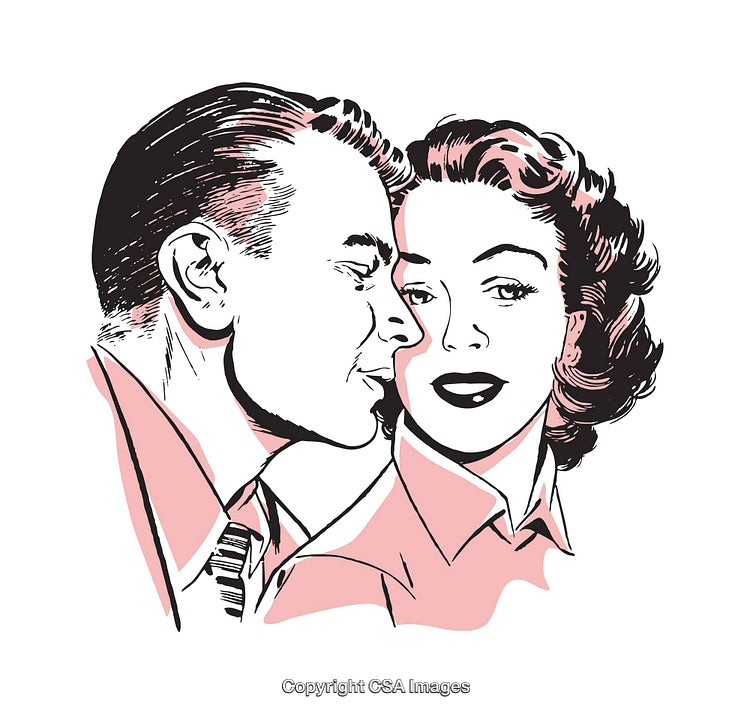 Retro Illustration of a Smiling Couple in Classic 1950s Style Artwork