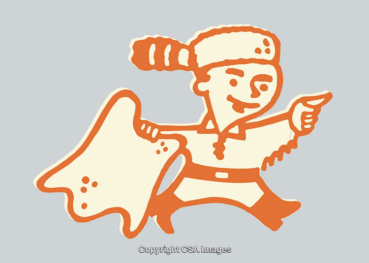 Playful Cartoon Character in Orange Line Art Style Holding a Blanket