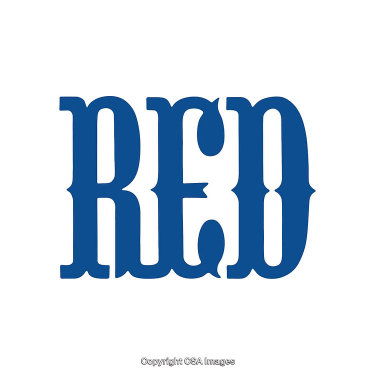 Typography Optical Illusion With Blue Word Red on White Background