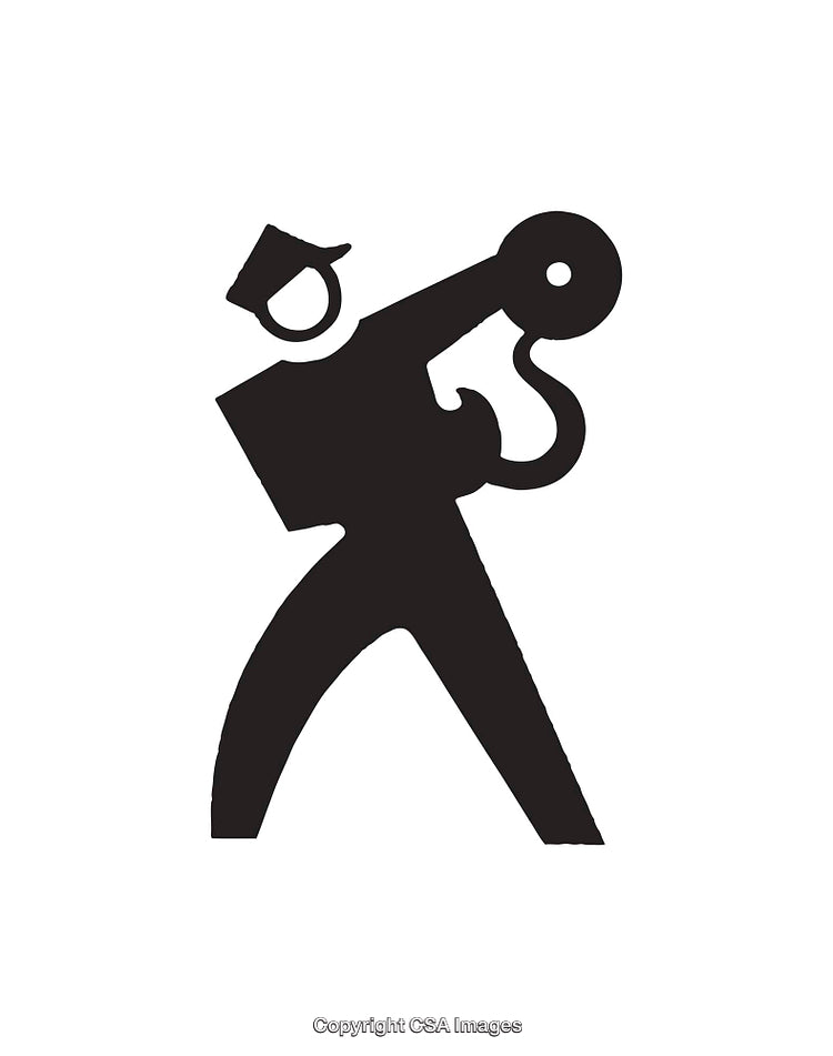 Silhouette Icon of a Trumpeter Playing a Musical Instrument in Motion