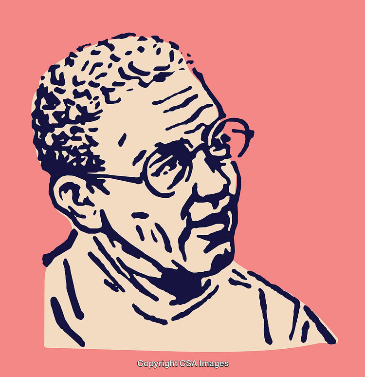 Minimalist Line Art Portrait of a Thoughtful Elderly Individual