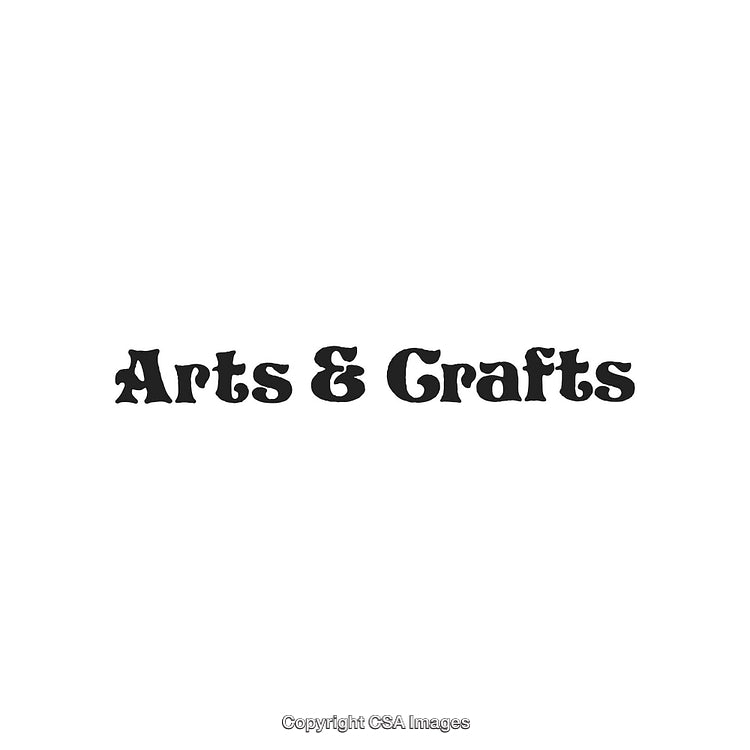 Arts and Crafts Text in Decorative Font with White Background