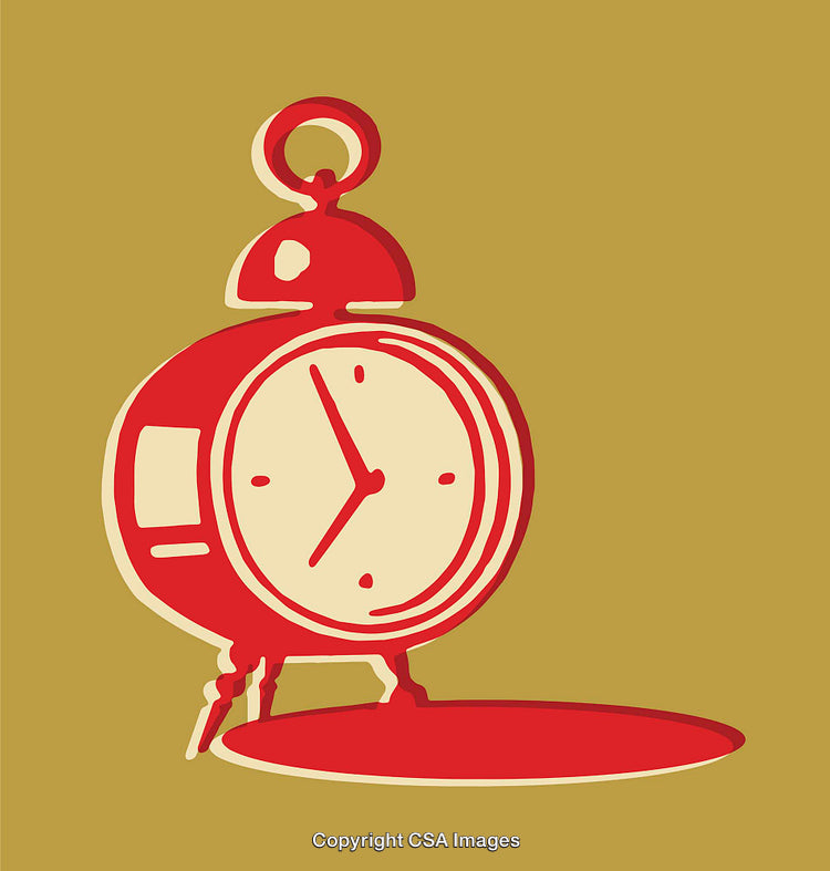 Vintage Red Alarm Clock Illustration With Minimalist Design Elements