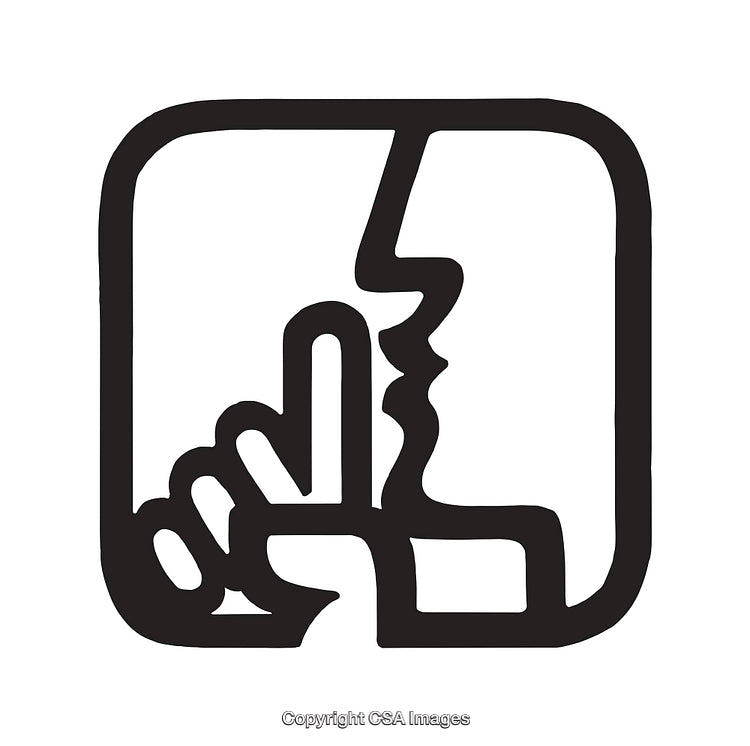 Black and White Line Art Illustration of a Quiet Gesture Symbol