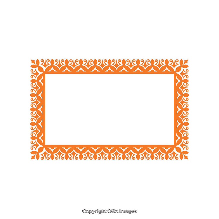 Rectangular Orange Ornamental Border on White Background