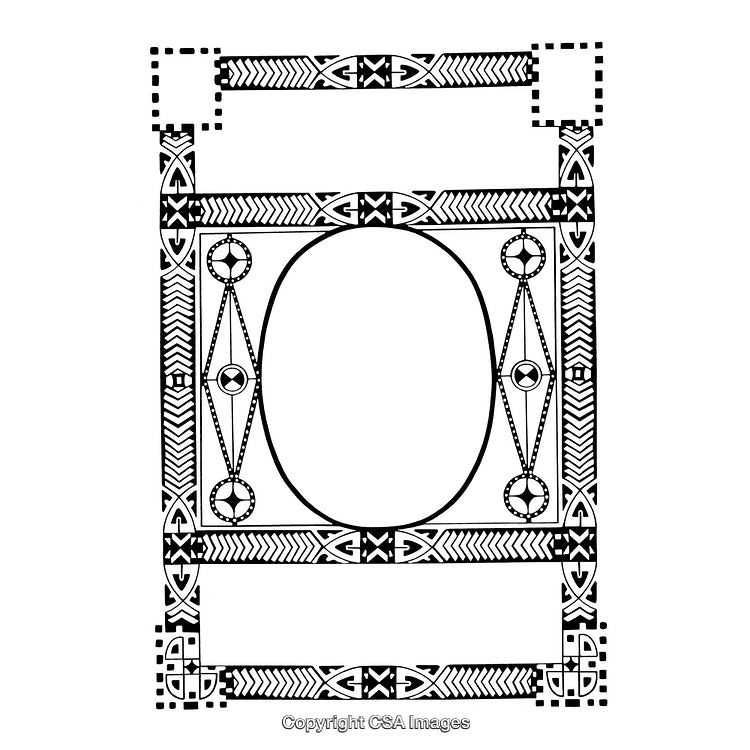 Detailed Black and White Border with Abstract Geometric Patterns