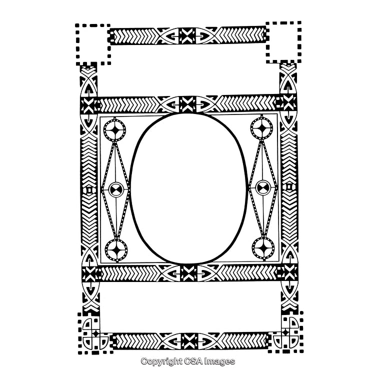Detailed Black and White Border with Abstract Geometric Patterns
