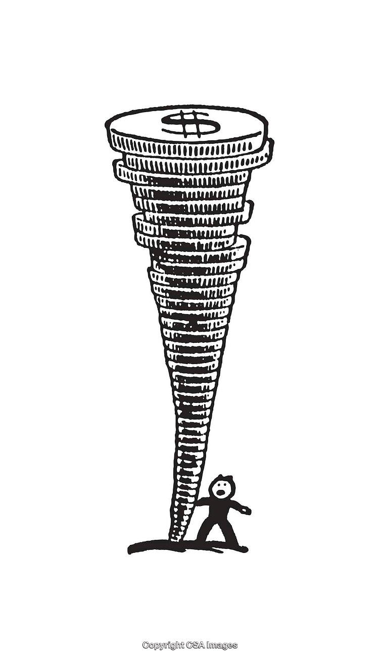 Dramatic Illustration of Financial Tornado With Human Interaction