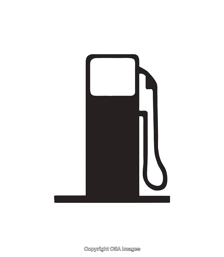 Simple Black and White Gas Pump Icon on a White Background