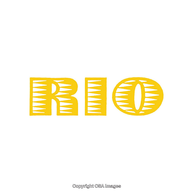 Colorful Word Art Design Featuring the Word 'RIO' in Yellow Typeface