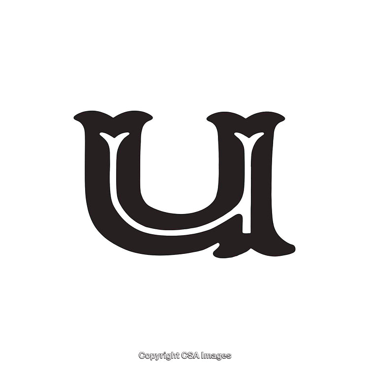 Elegant Black Serif Letter U on a White Background