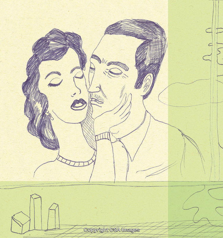 Artistic Drawing of a Romantic Couple Having an Intimate Moment