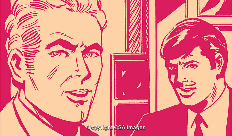 Retro Style Illustration of Two Businessmen in Vintage Pop Art Design