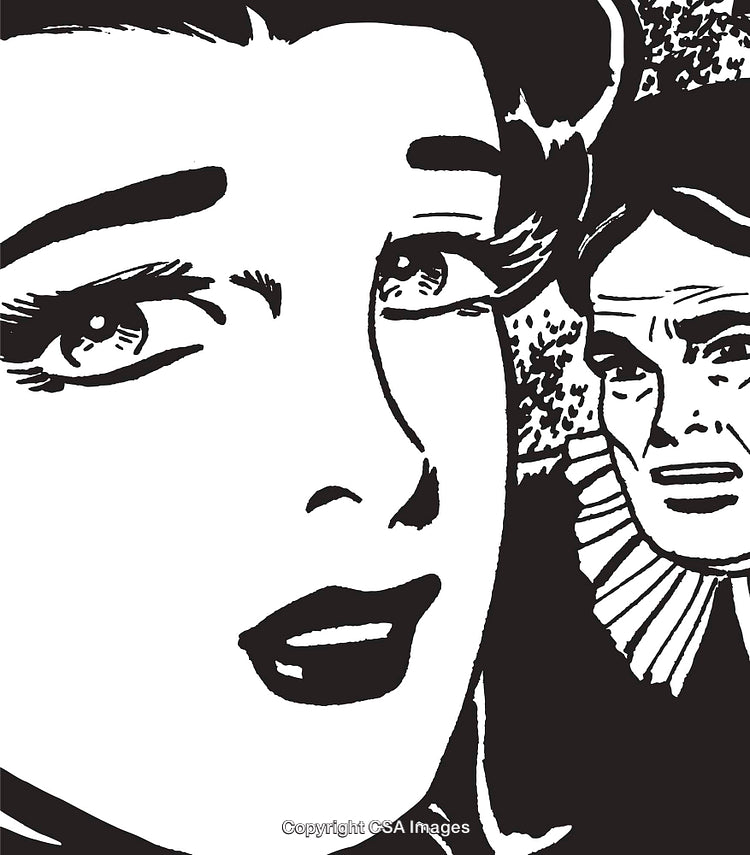 Black and White Comic Illustration Depicting Emotional Scenes Between Two Figures