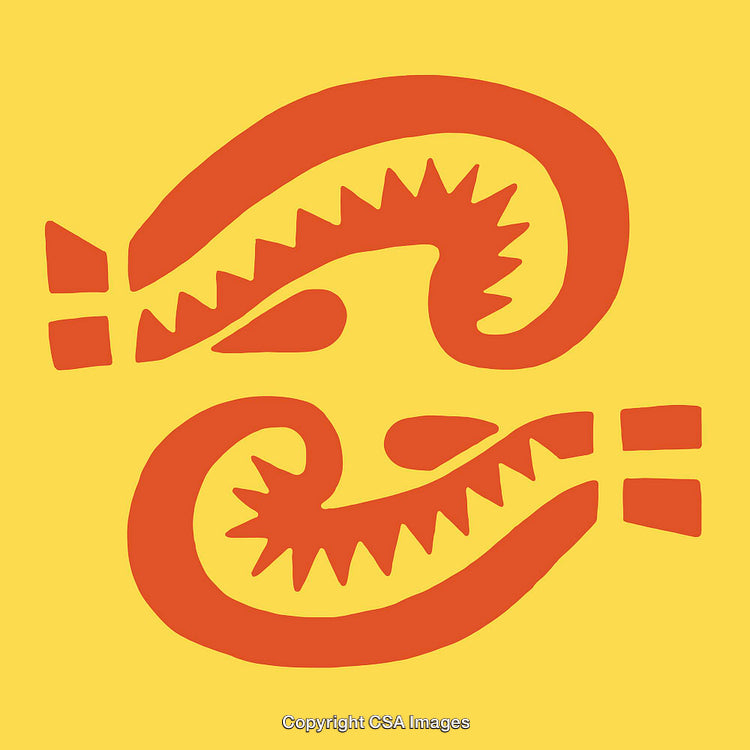 Abstract Red and Yellow Symmetrical Line Art Design