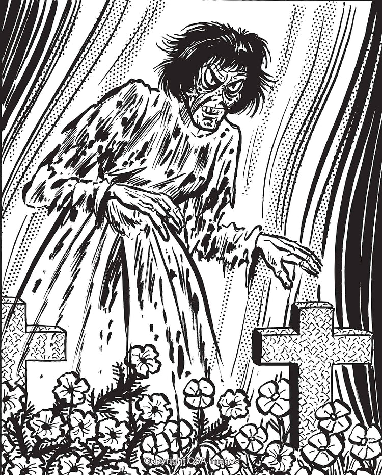 Mysterious Zombie Figure in Black and White Artistic Illustration Design