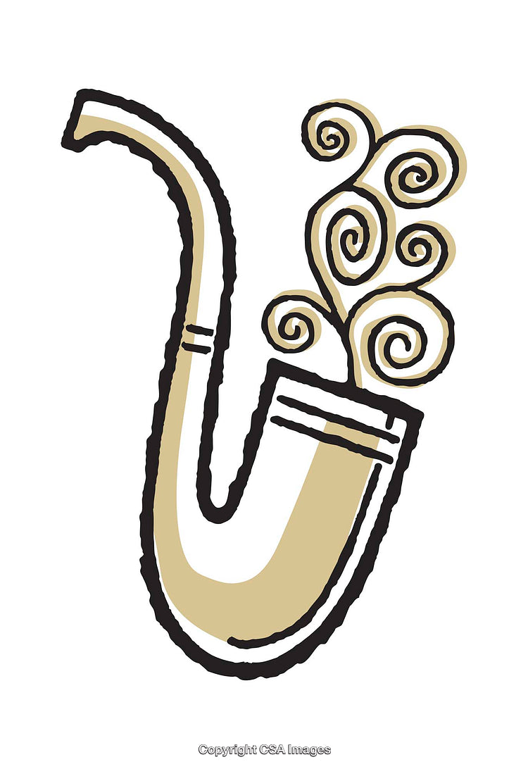Illustration of a Smoking Pipe with Stylized Smoke Swirls