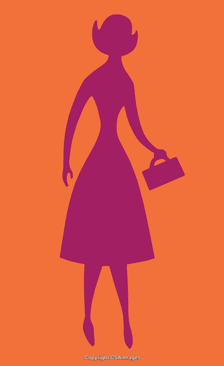 Stylized Silhouette of a Woman in Purple on Orange Background