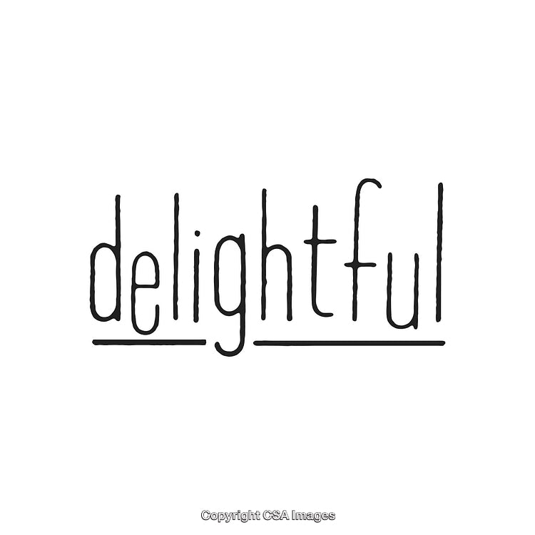 Handwritten Word 'Delightful' in Stylish Minimalistic Black Font on White Background