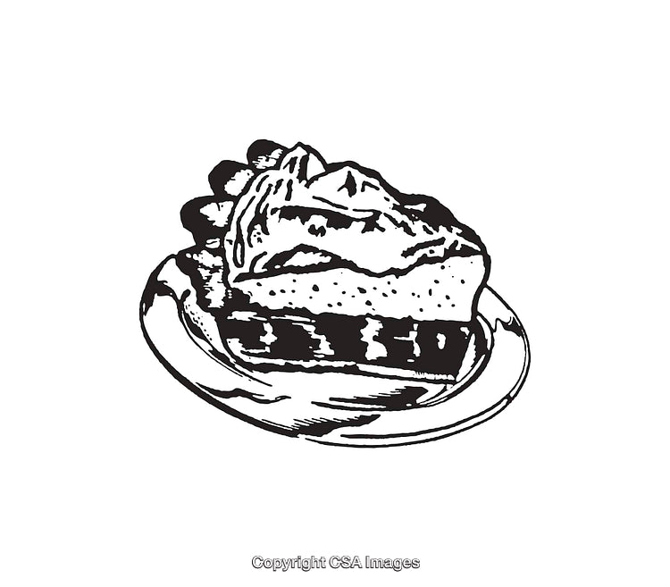 Black and White Slice of Dessert Pie Line Art Illustration