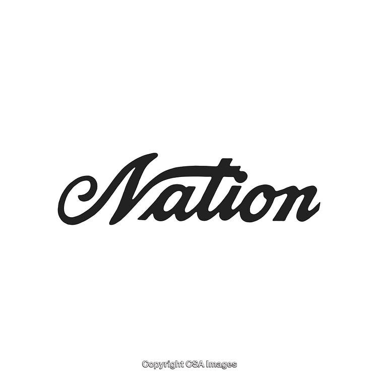 Elegant Black Typography of Word Nation in Stylish Script