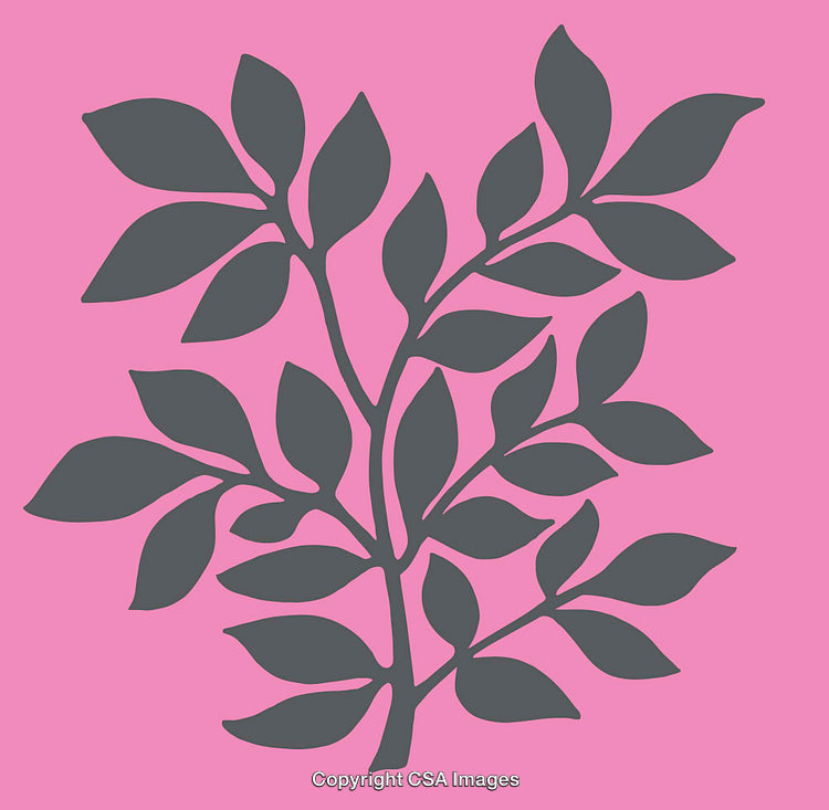 Stylized Botanical Silhouette On Vibrant Pink Background