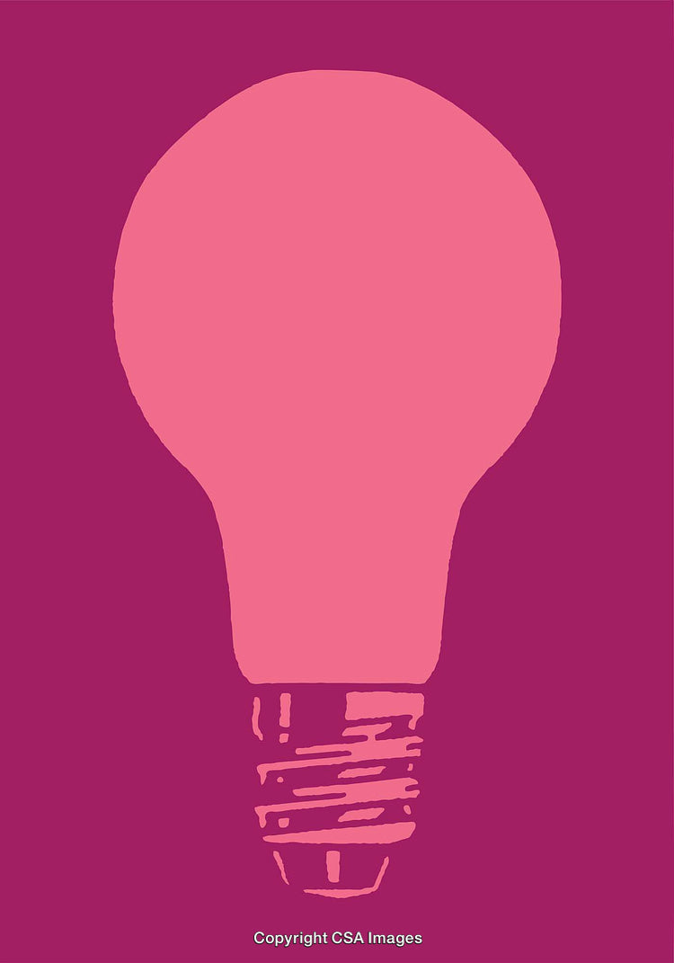 Bold Minimalist Line Art of a Light Bulb in Vibrant Colors