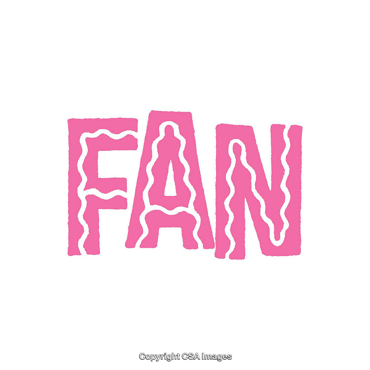 Bright Pink Fan Text With Unique Wavy Line Design on White Background