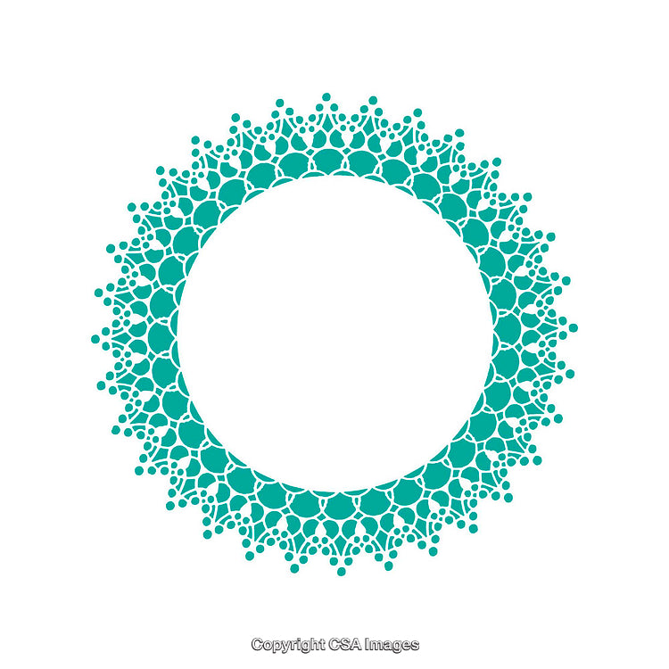 Intricate Circular Mandala Design in Turquoise with Ornamental Details on White
