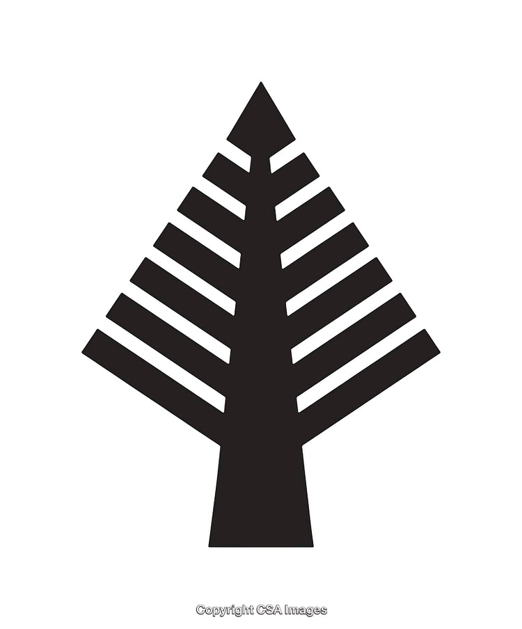 Geometric Black Tree Icon in Minimalist Design on White Background