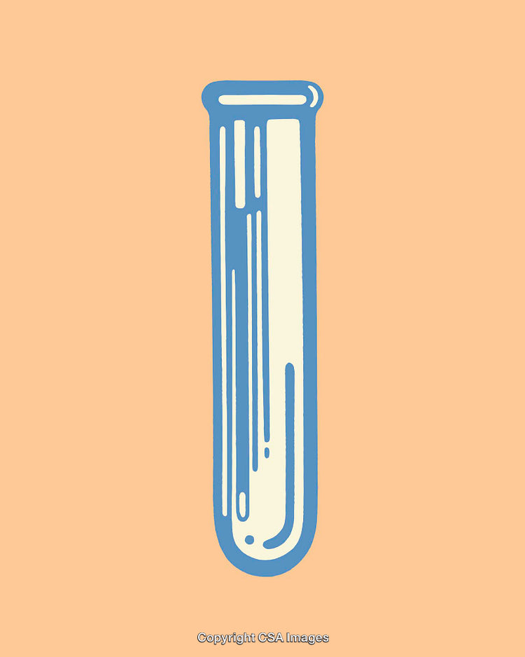 Blue And Beige Test Tube Illustration on Orange Background