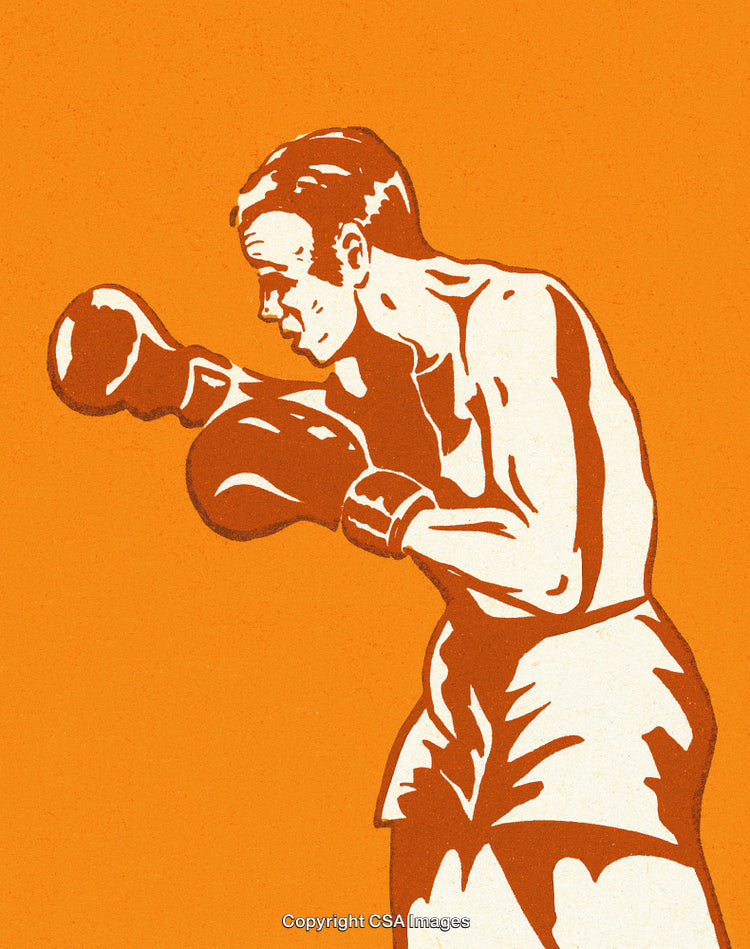 Vintage Style Illustration of a Boxer in a Strong Stance