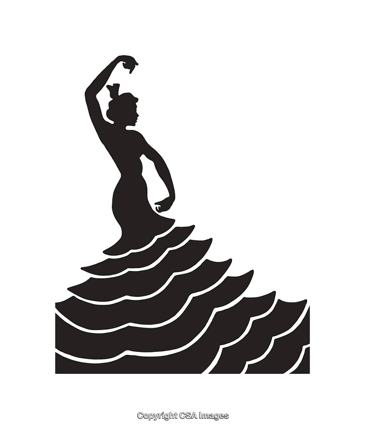 Elegant Silhouette of a Flamenco Dancer in Artistic Line Art Style