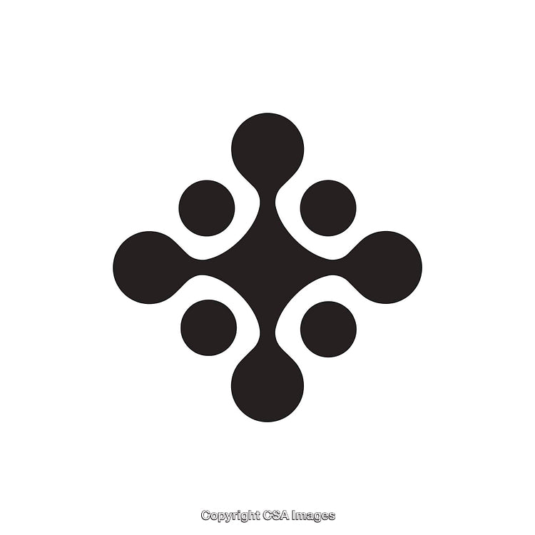 Minimalist Black and White Abstract Shape with Circular Patterns