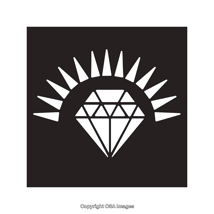 Black and White Line Art Diamond with Abstract Sunburst Design