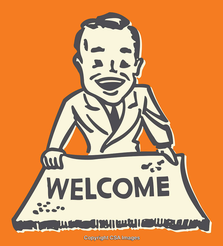 Retro Illustration of a Welcoming Businessman with a Friendly Smile