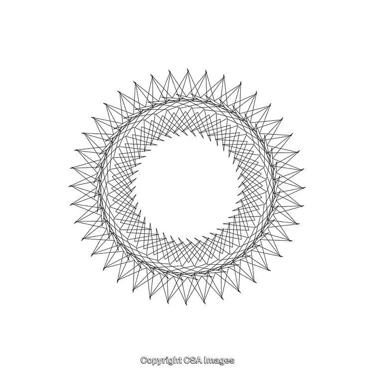 Intricate Monochrome Geometric Shape with Circular Pattern Design