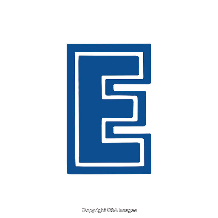 Stylized Blue Letter E on White Background for Graphic Design