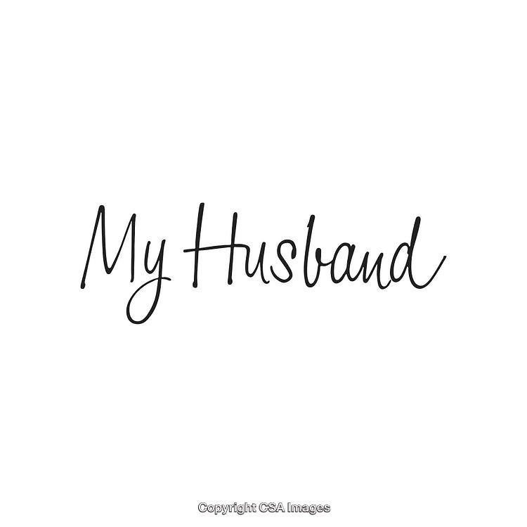 Elegant Handwritten Text Depicting 'My Husband' on a Clean White Background