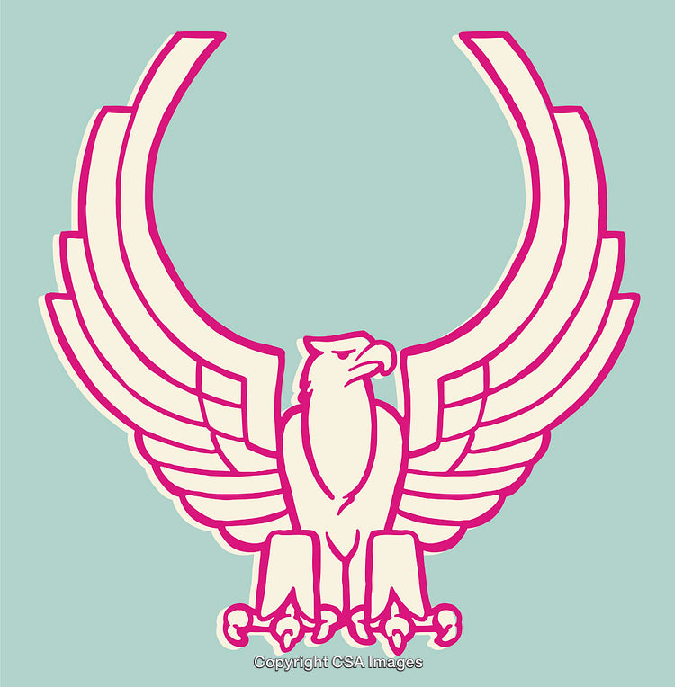 Stylized Line Art Illustration of a Regal Eagle Symbol