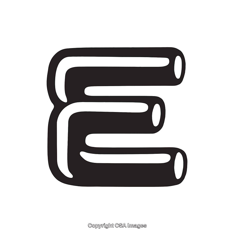Stylized Black Letter E in Bold Rounded Design on White Background